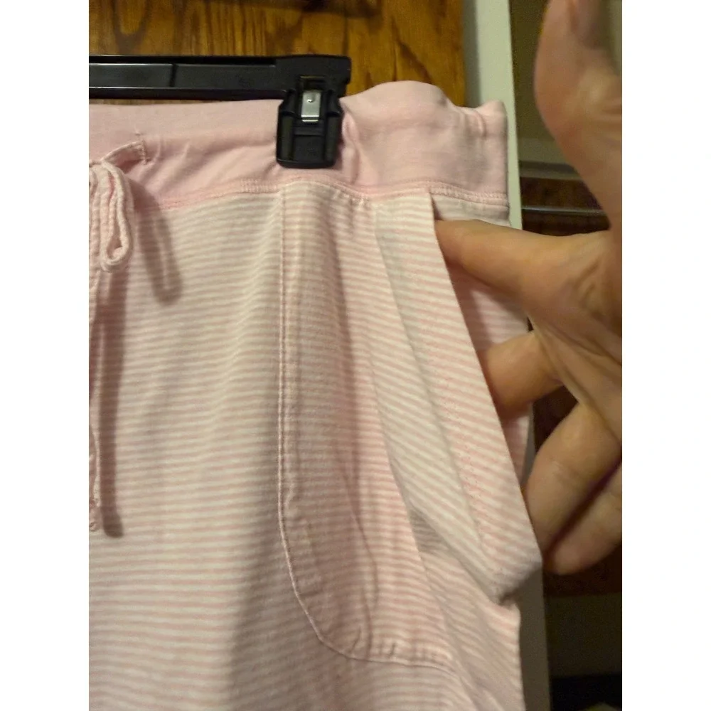 Faded Glory Womens Pink White Striped‎ Pajama Pants Capri Sleepwear XL 16-18